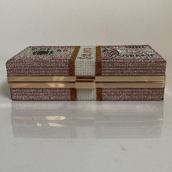 Money Clutch Rhinestone Purse $10,000 Stack of Cash - Picture 11 of 15